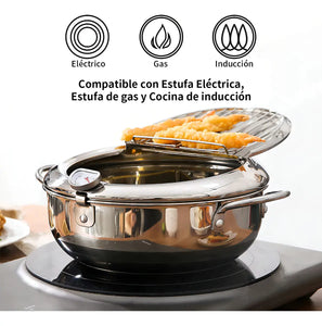 🍟 FREIDORA JAPONESA CON TERMÓMETRO – 3.4 L 🔥