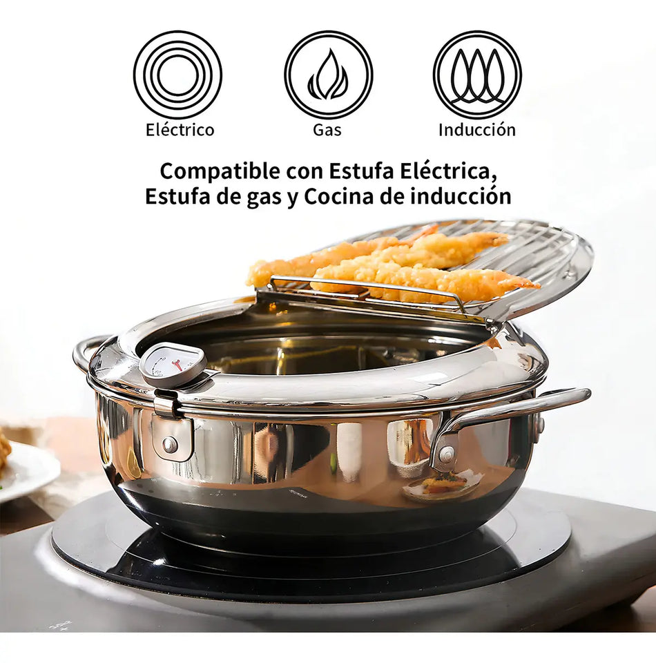 🍟 FREIDORA JAPONESA CON TERMÓMETRO – 3.4 L 🔥