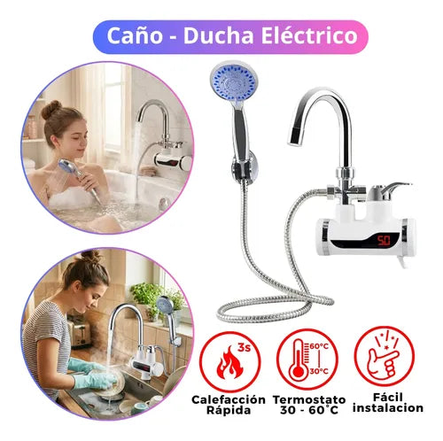 🔥 Grifo Calentador Eléctrico con Ducha 🚿
